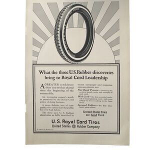 Vintage 1923 US Royal Cord Tires Ad Advertisement